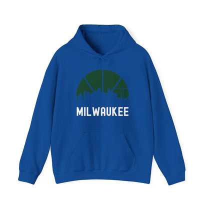 Milwaukee Skyline Wisconsin Cityscape Basketball B-Ball Retro Hoodie For Men Women