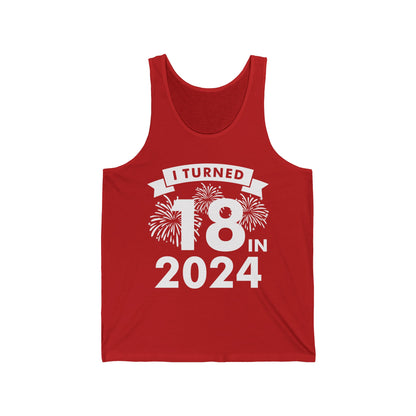 Funny I Turned 18 In 2024 18th Birthday Party Gift Tank Tops For Men Women