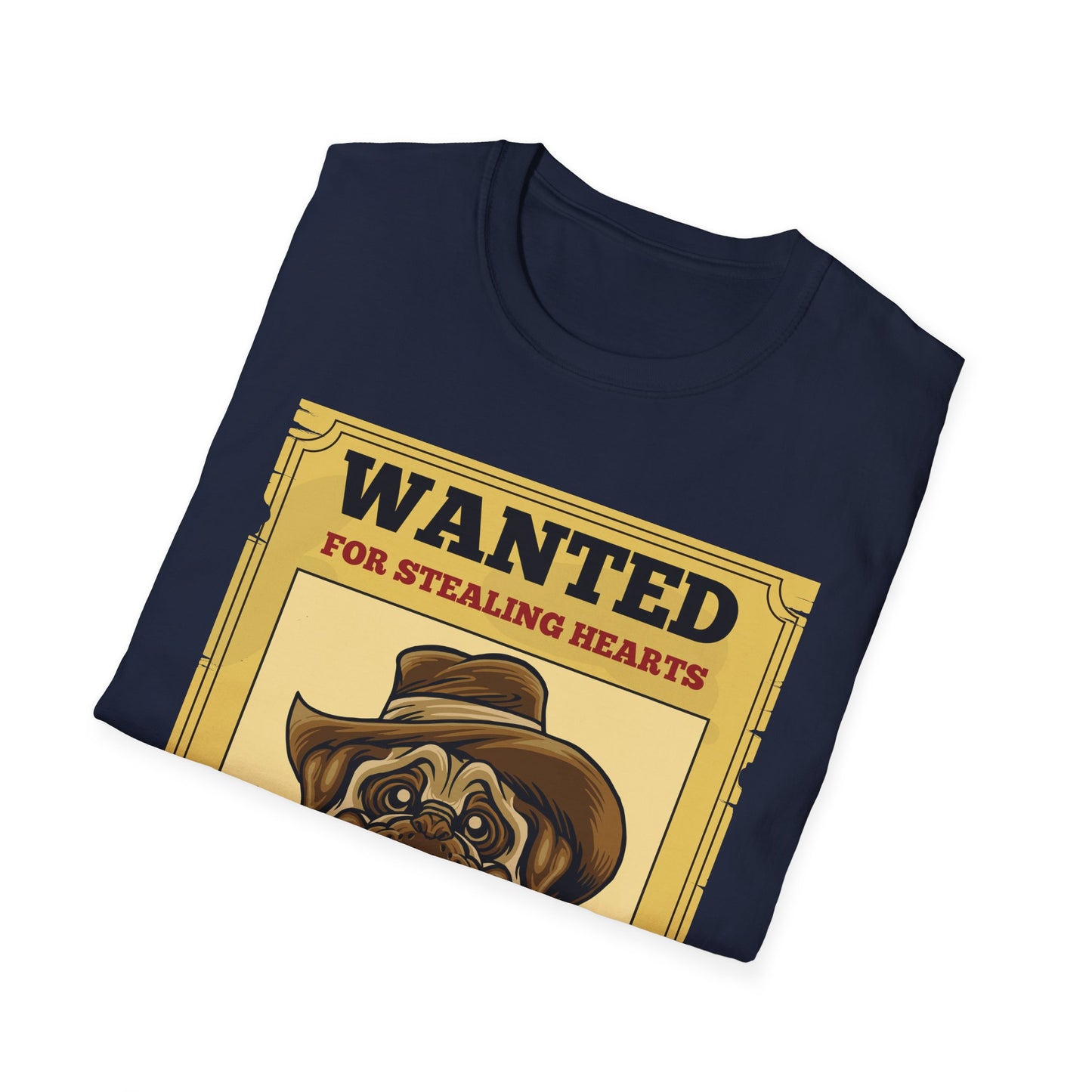 Vintage Pug Wanted Poster Cute Western Cowboy Funny Pug Dog T-Shirt For Men Women T-Shirt