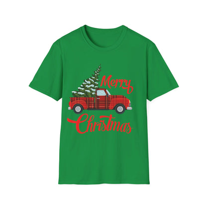 Merry Christmas Buffalo Plaid Red Truck Tree Xmas T-Shirt Men Women