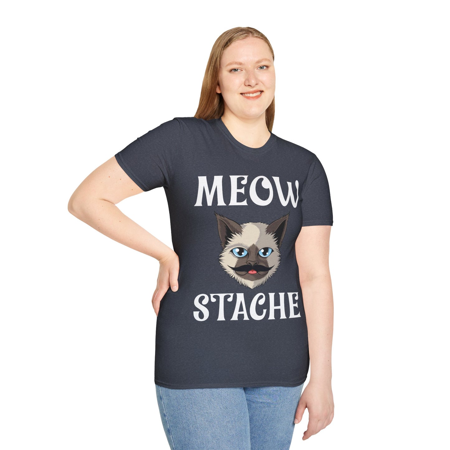 Meowstache Cat Mustache Moustache Beard Bearded Kitten Lovers T-Shirt For Men Women T-Shirt