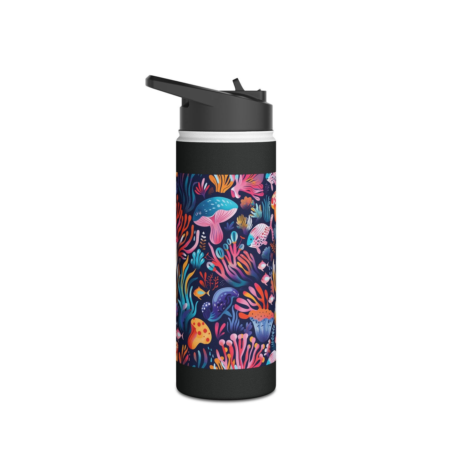 Underwater World Pattern Stainless Steel Water Bottle with Twist-on Lid and Double-Wall Vacuum Insulation