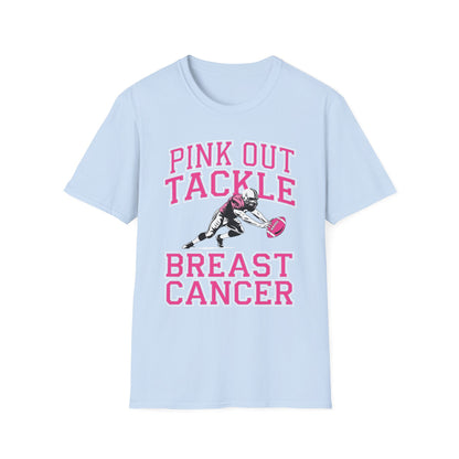 Funny Pink Out Tackle Breast Cancer Awareness American Football T-Shirt For Men Women