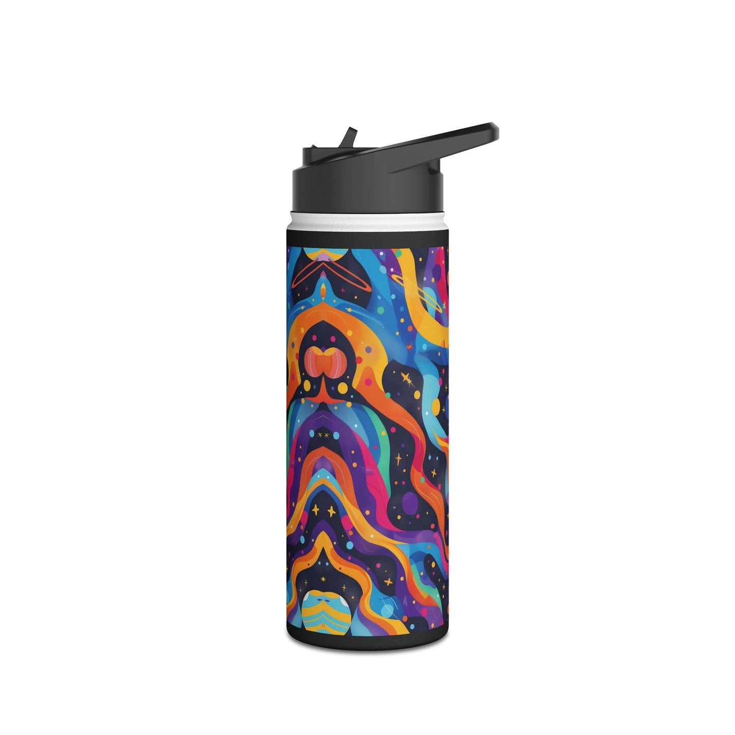 Planetary Parade Vibrant Pattern Stainless Steel Water Bottle with Twist-on Lid and Double-Wall Vacuum Insulation