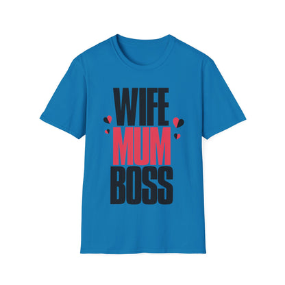 Womens Wife Mum Boss Mothers Day Mom Tshirt