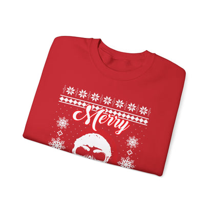 Merry Christmas Ugly Skull Holiday Xmas Jumper Crewneck Sweatshirt Sweater