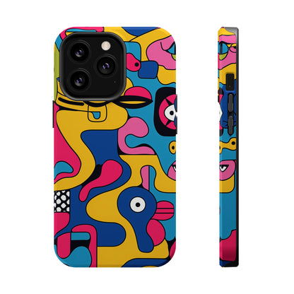 Pop Culture Fun Pattern iPhone 13 14 15 Pro Max Plus Case Compatible with MagSafe Tough Cases Protection, Magnetic Phone Case for iPhone  Classic Series