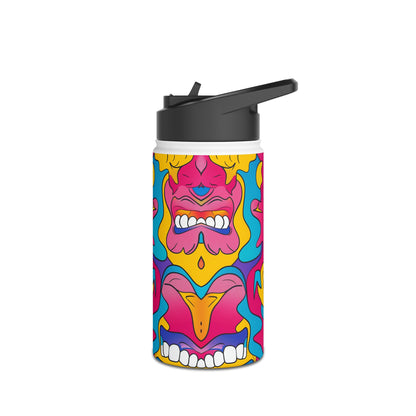 Comic Pattern Stainless Steel Water Bottle with Twist-on Lid and Double-Wall Vacuum Insulation