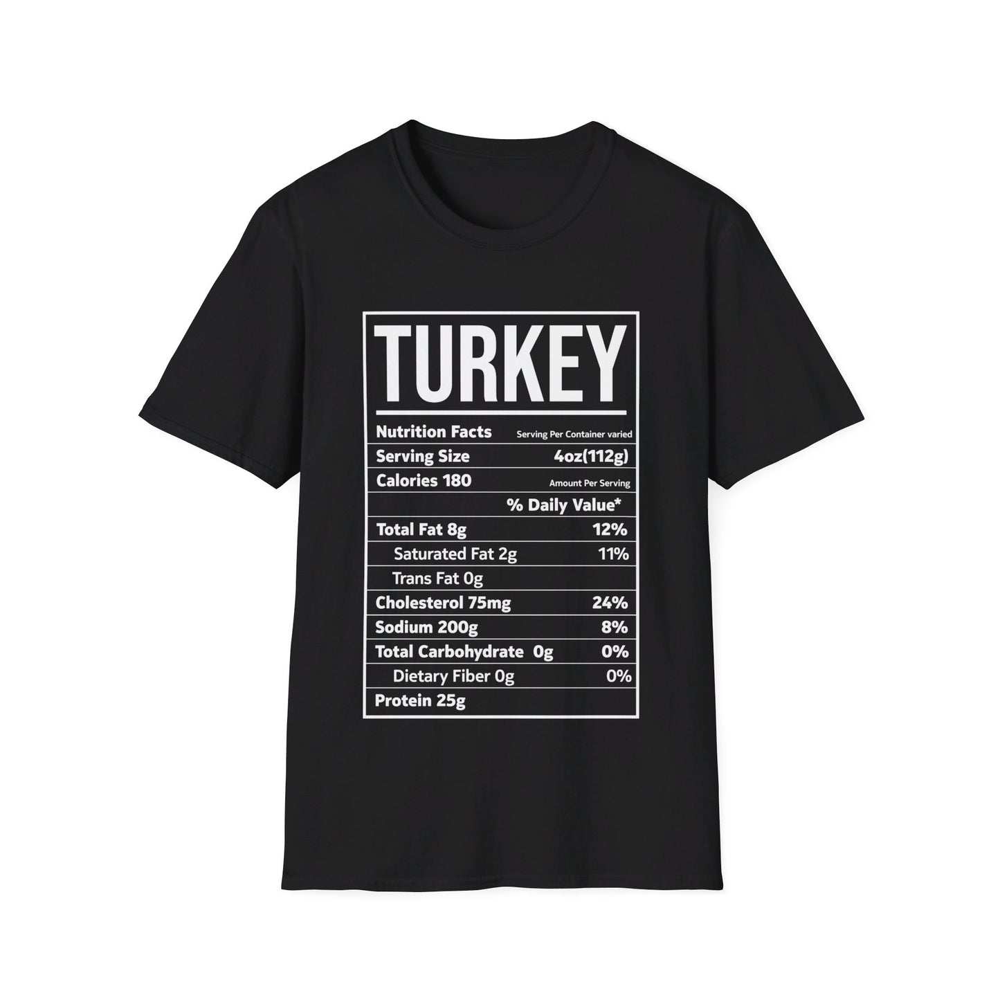 Turkey Nutrition Facts Funny Family Matching Thanksgiving Christmas T-Shirt For Men Women