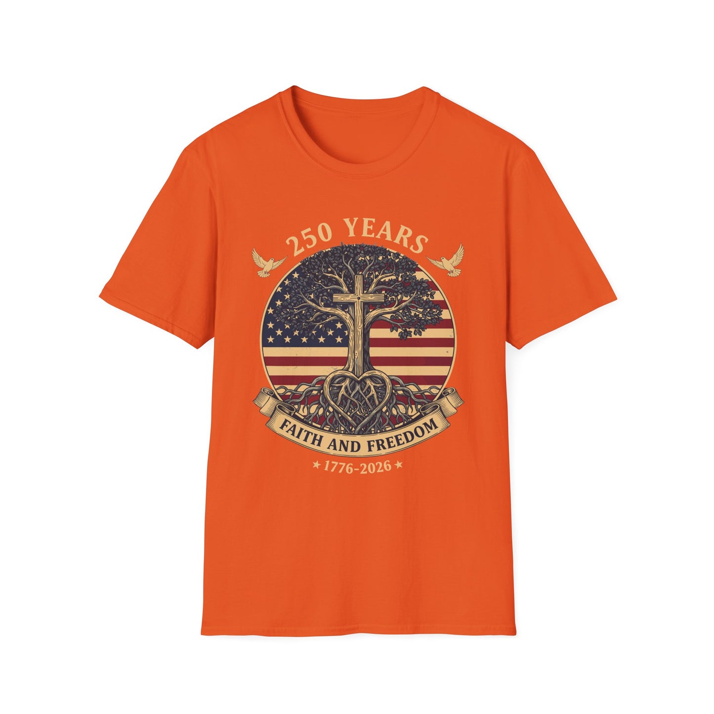 250 Years Faith and Freedom Christian USA 250th Anniversary T-Shirt