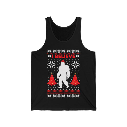 I Believe Sasquatch Big Foot Ugly Funny X-mas Holiday Christmas Jumper Tank Top