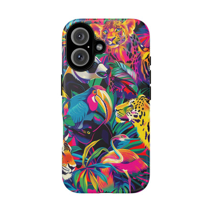 Animal Collage Pattern iPhone 13 14 15 16 Pro Max Plus Case Wireless Charging Compatible Tough Cases Protection, Magnetic Phone Case for iPhone Classic Series