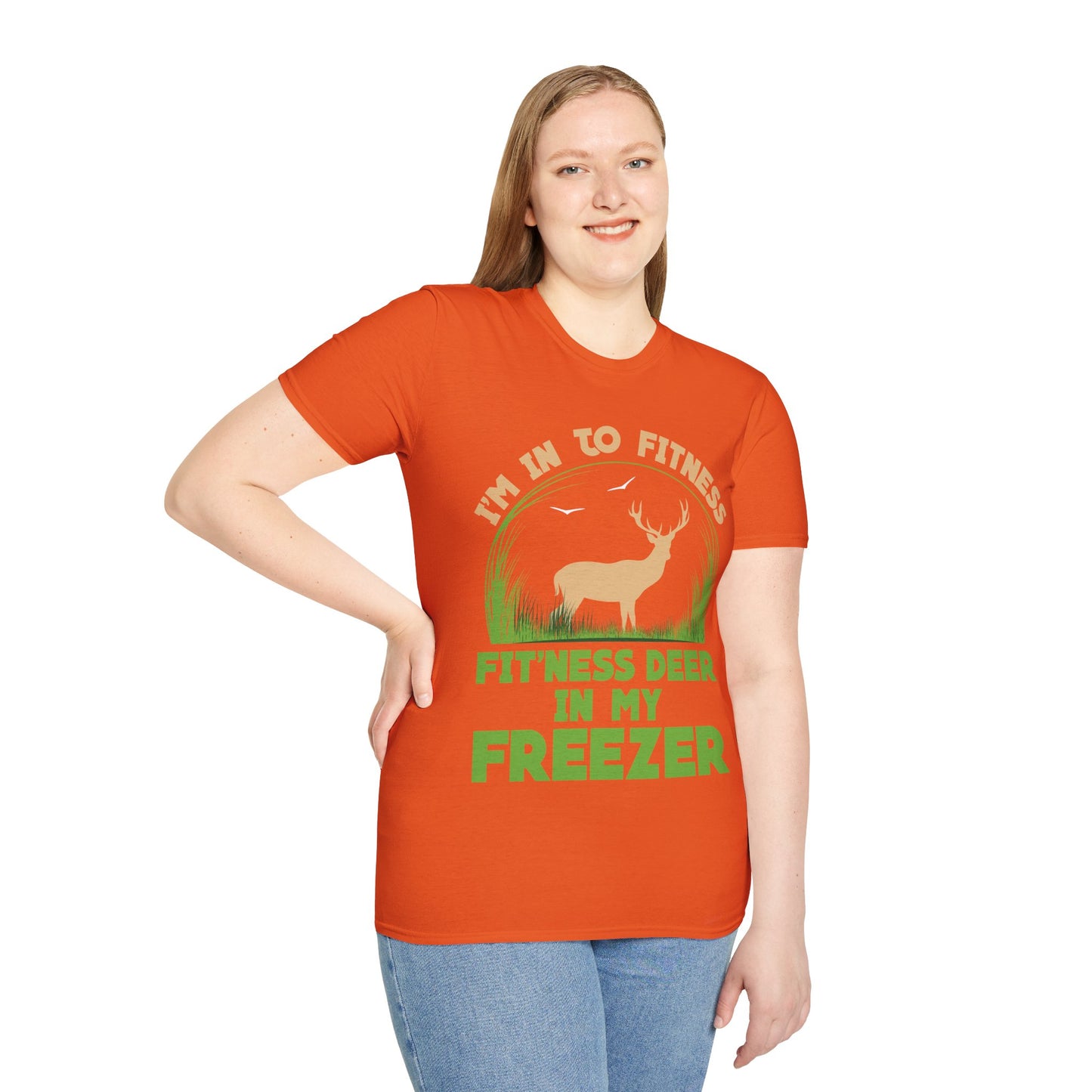 I'm Into Fitness Fit 'ness Deer Into My Freezer Funny Hunting T-Shirt For Men Women