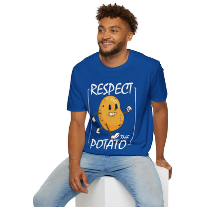 Funny Respect The Potato Gift Men Cute Root Vegetable Lovers Vegan T-Shirt For Men Women T-Shirt