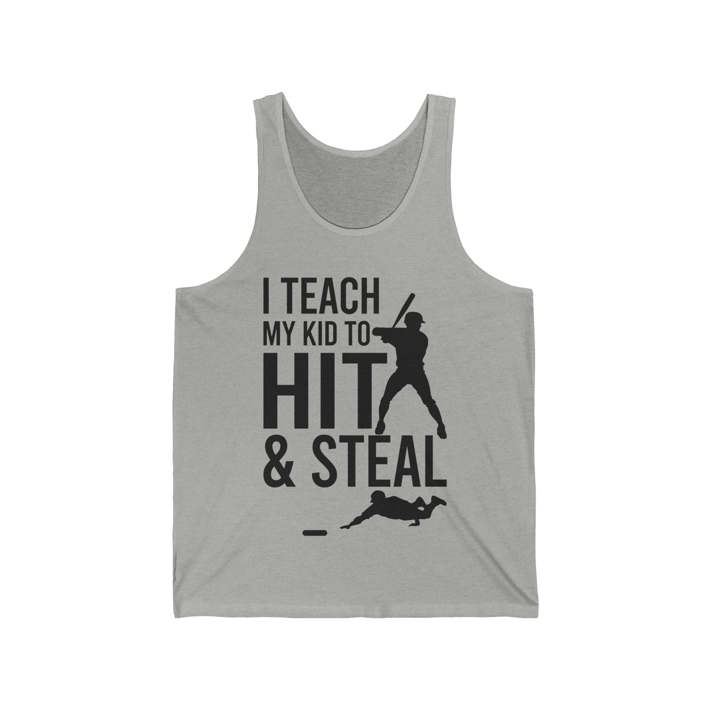 Funny I Teach My Kid To Hit and Steal Bat Helmet Baseball Sports Tank Top Men Women