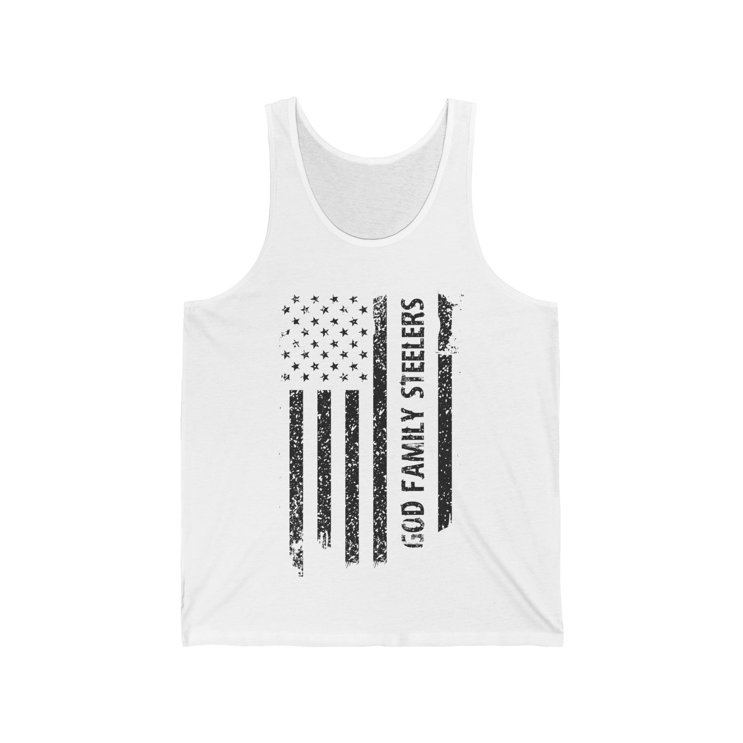 God Family Steelers Pro US American Flag Vintage Fathers Day Tank Top