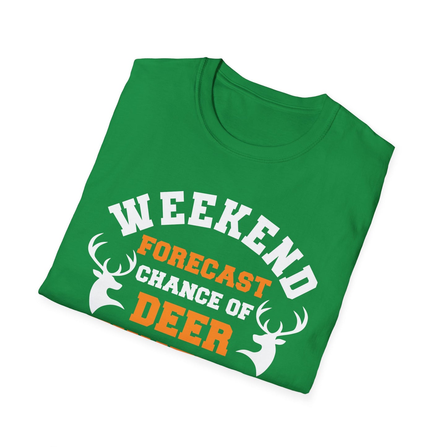 Funny Weekend Forecast Deer Hunting with The Chance of Beer Drinking T-Shirt Men