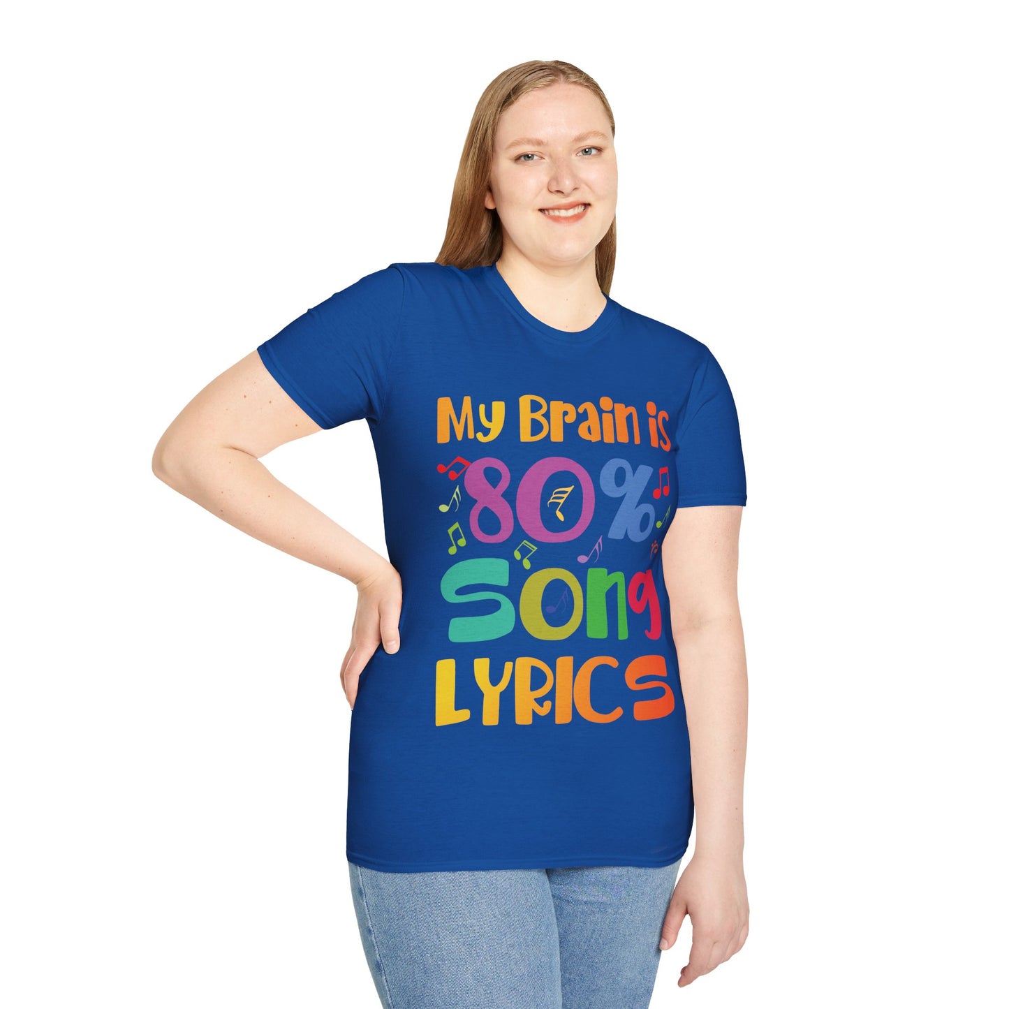 My Brain Is 80 Percent Song Lyrics Funny Quote Music Lover T-Shirt For Men Women