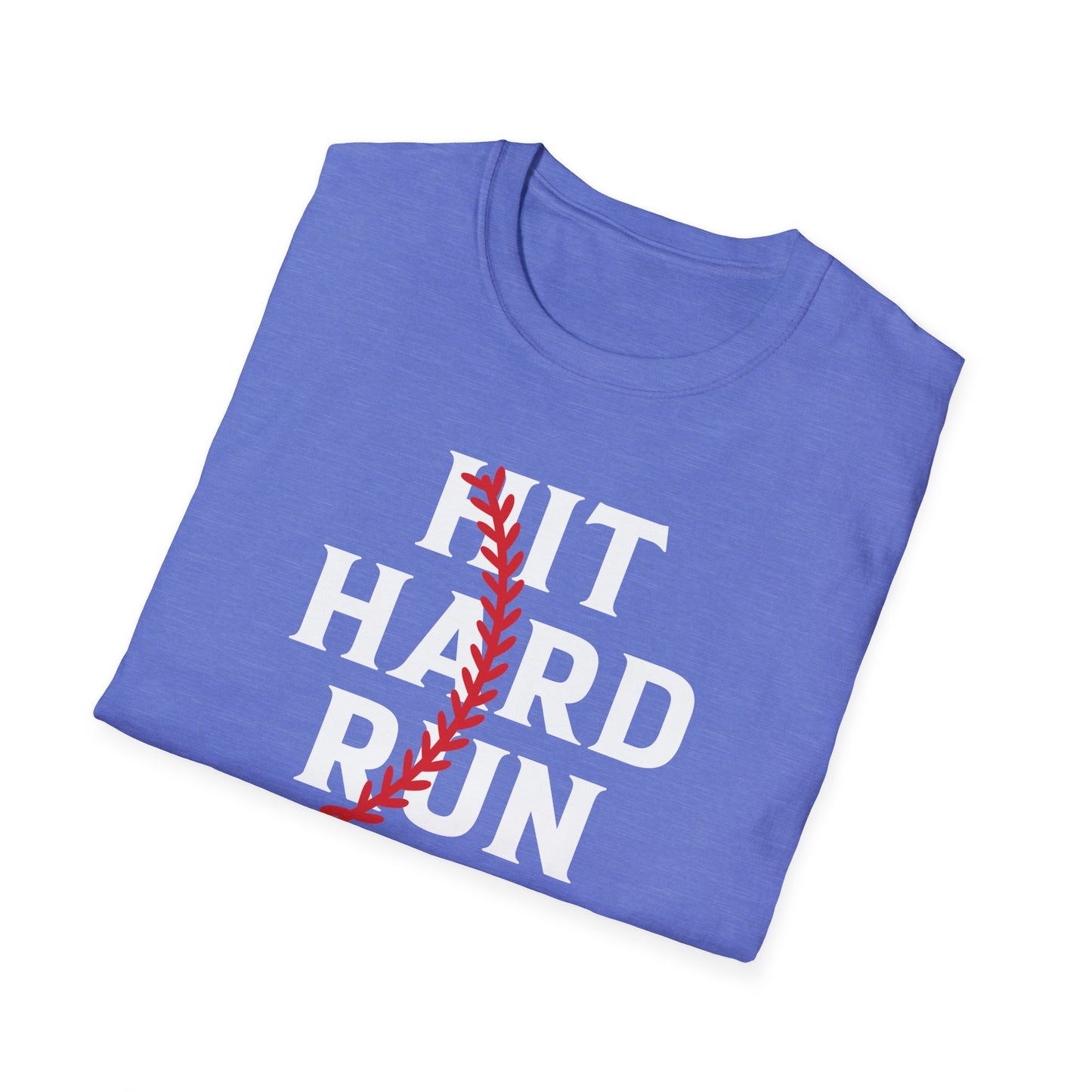 Funny Hit Hard Run Fast Turn Left Baseball Player Gift T-Shirt Men Women Kids