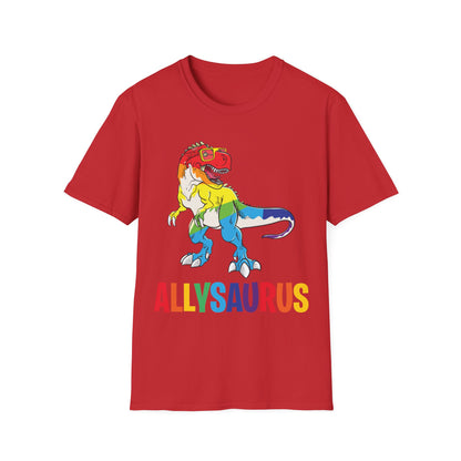 Allysaurus Dinosaur In Rainbow Flag For Ally LGBT Pride Gift T-Shirt