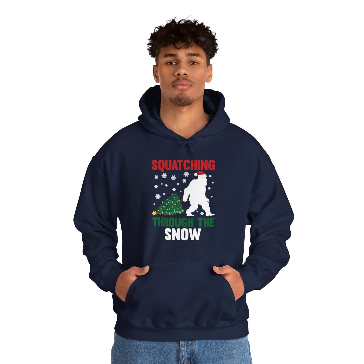 Squatching Through The Snow Funny Bigfoot Christmas Sasquatch Hoodie