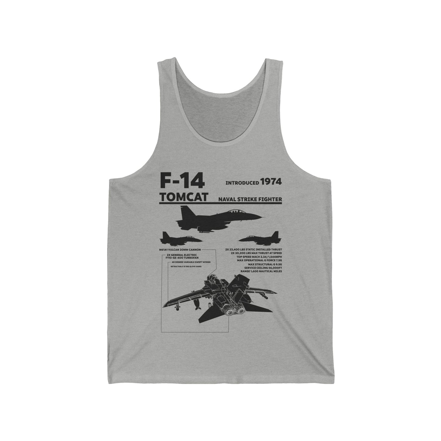 F-14 Tomcat Navy Fighter Jet Diagram Enthusiast Tank Top For Men Women Tank Top