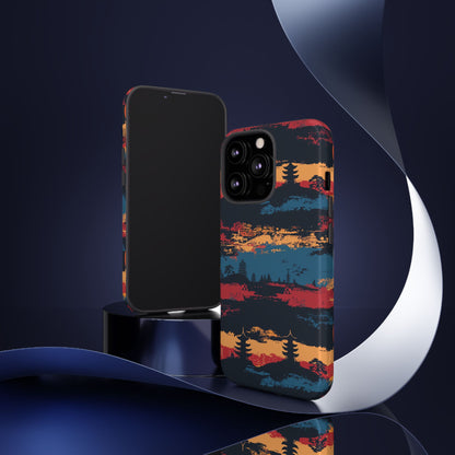 Samurai Sunset Pattern iPhone 13 14 15 16 Pro Max Plus Case Wireless Charging Compatible Tough Cases Protection, Magnetic Phone Case for iPhone Classic Series