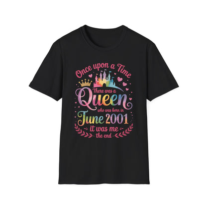 Funny 25 Years Old Birthday Girl 25 Birthday Queen June 2001 T-Shirt For Women