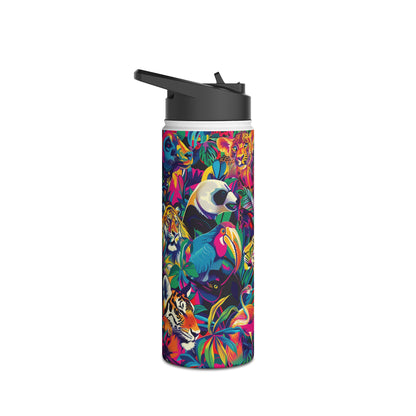 Animal Collage Pattern Stainless Steel Water Bottle with Twist-on Lid and Double-Wall Vacuum Insulation