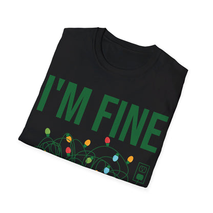 Funny I'm Fine Everything Is Fine Christmas Lights Xmas T-Shirt Men Women