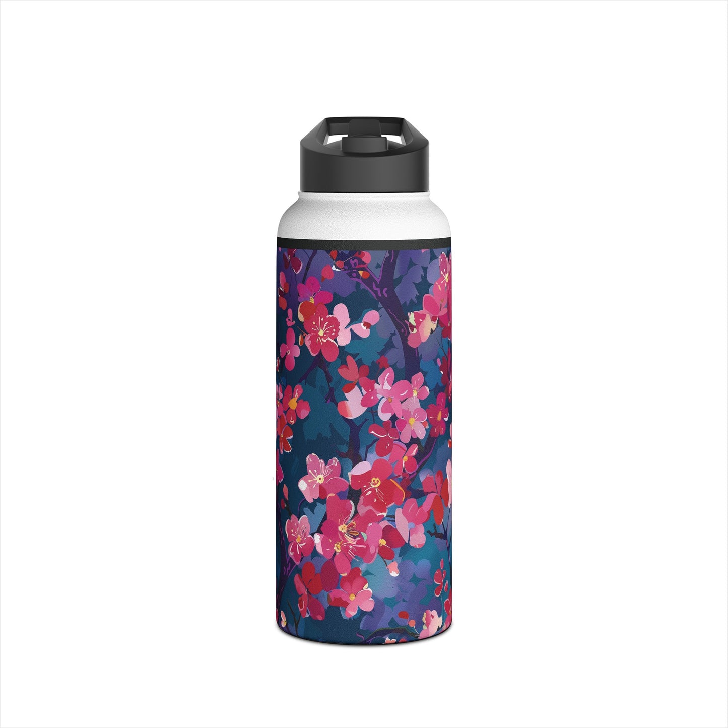 Sakura Blossoms Pattern Stainless Steel Water Bottle with Twist-on Lid and Double-Wall Vacuum Insulation