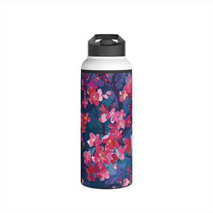 Sakura Blossoms Pattern Stainless Steel Water Bottle with Twist-on Lid and Double-Wall Vacuum Insulation