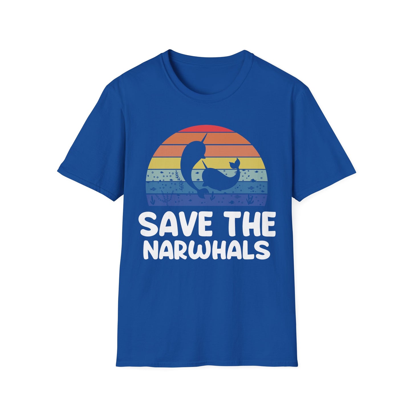 Funny Save The Narwhals Retro Narwhals T-Shirt Men Women