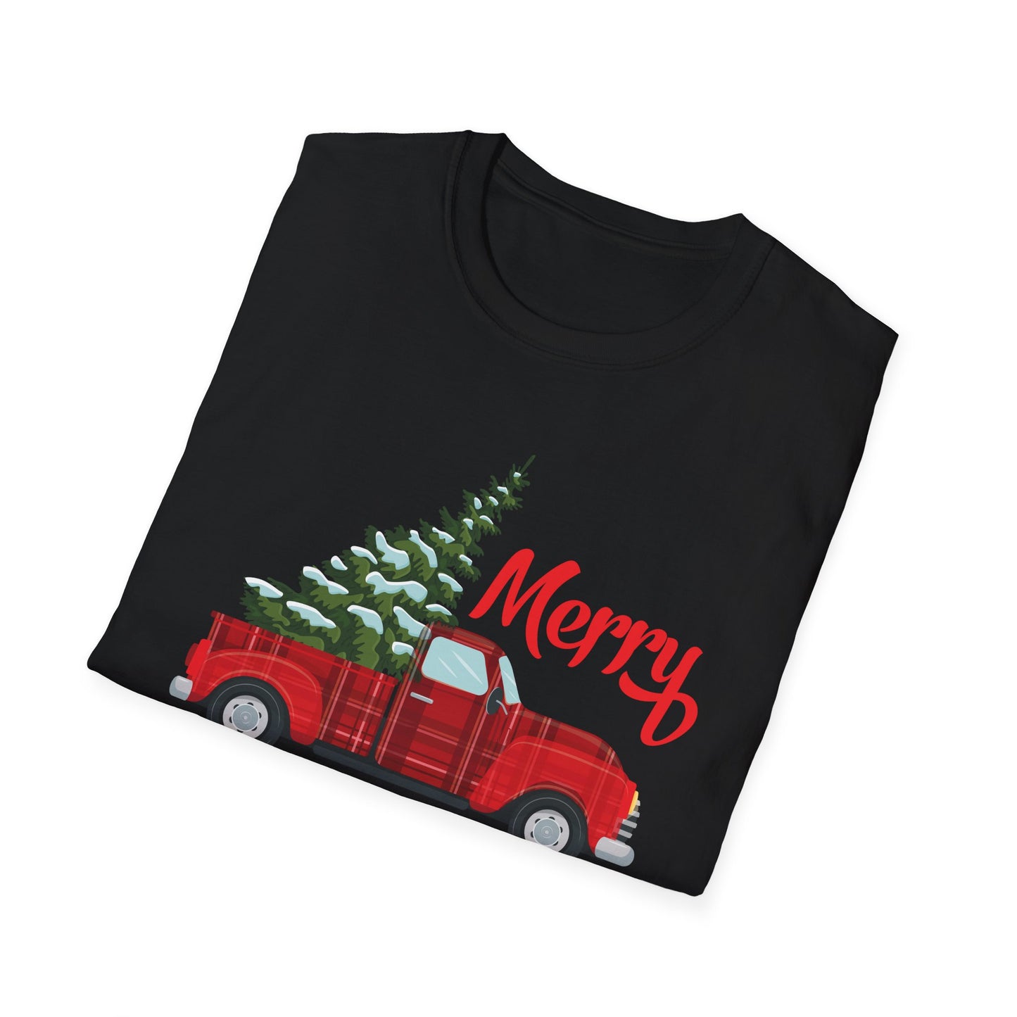 Merry Christmas Buffalo Plaid Red Truck Tree Xmas T-Shirt Men Women