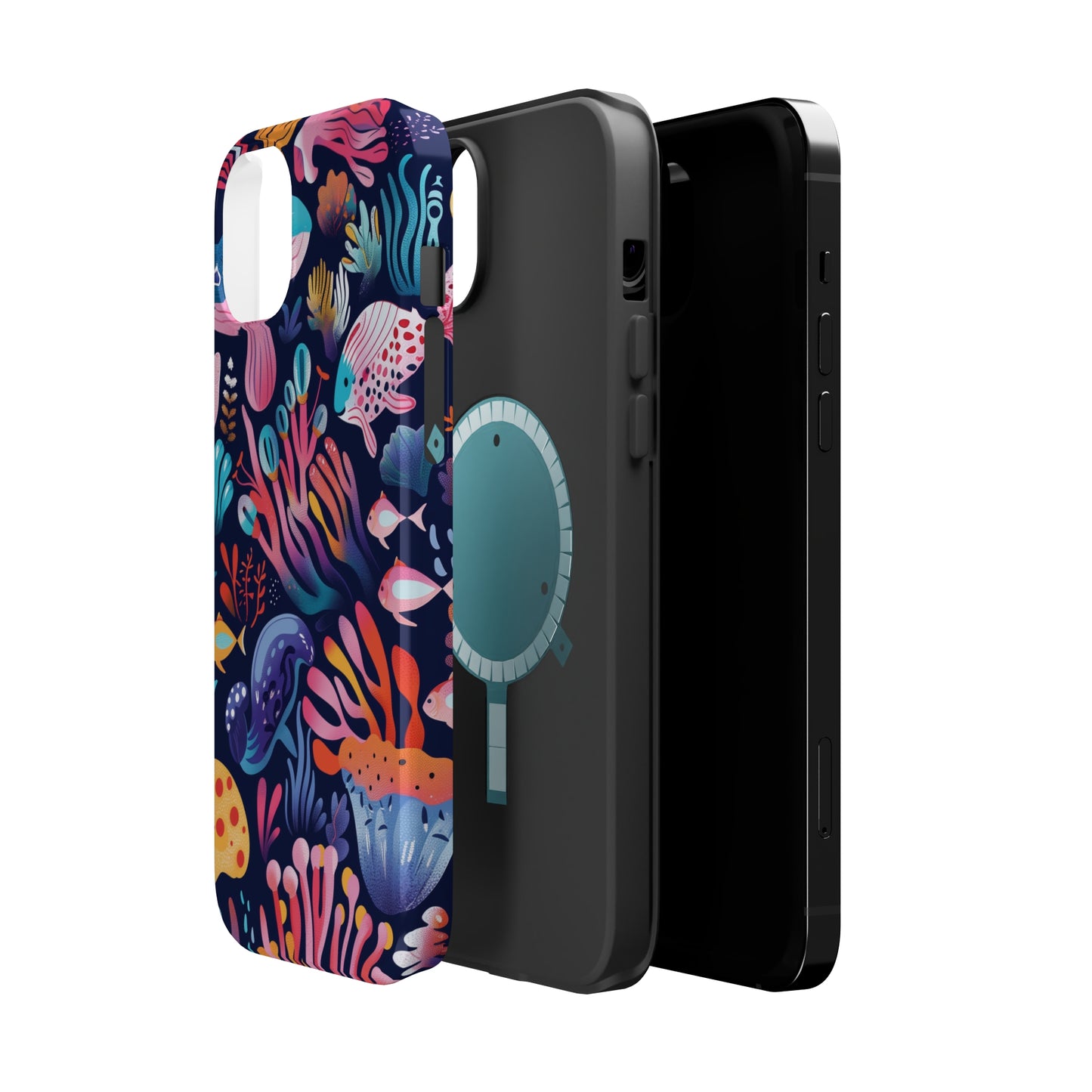 Underwater World Pattern iPhone 13 14 15 Pro Max Plus Case Compatible with MagSafe Tough Cases Protection, Magnetic Phone Case for iPhone  Classic Series