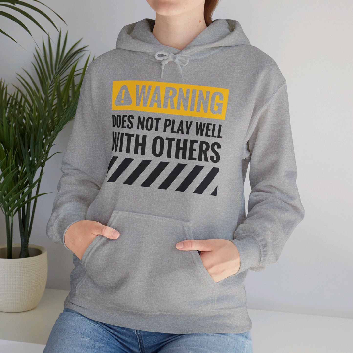 Funny Warning Does Not Play Well With Others Caution Sign Hoodie For Men Women Hoodie