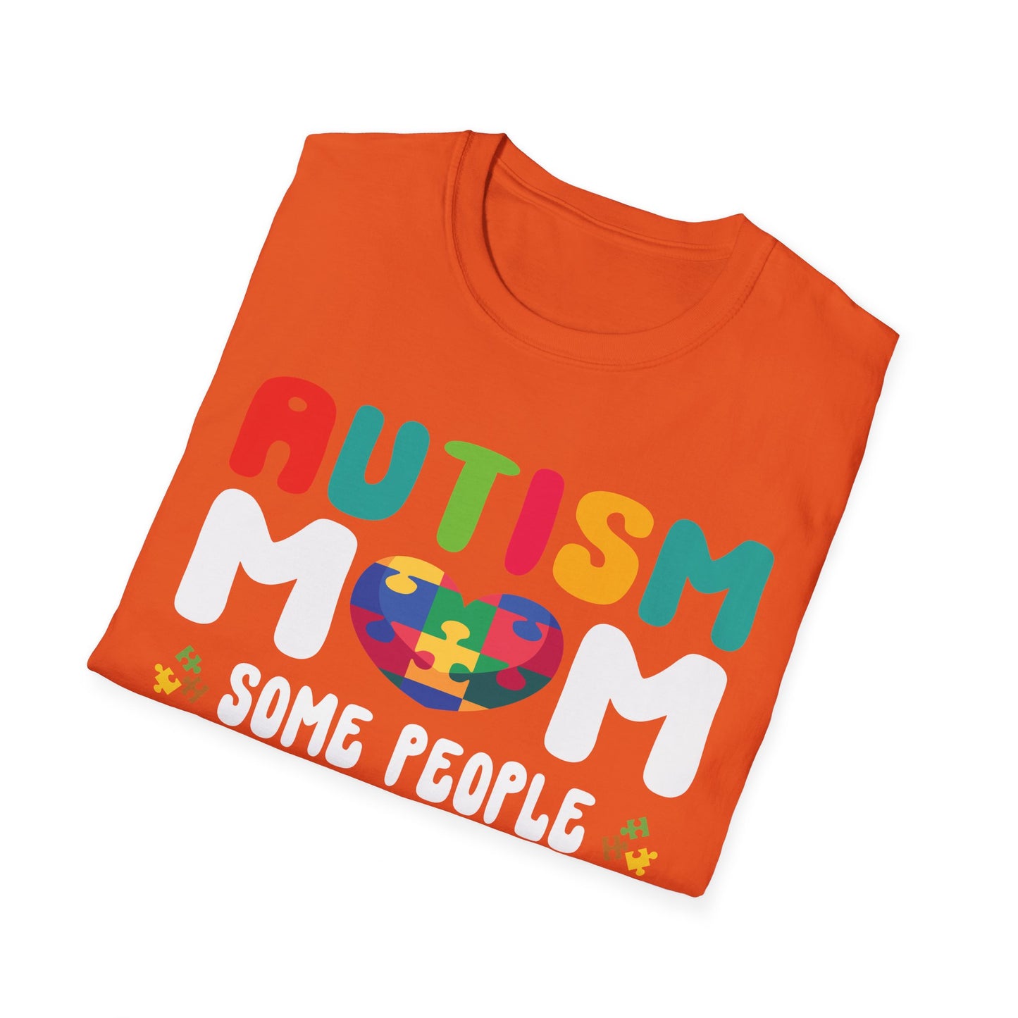 Funny Autism Mom Raising Hero Groovy Messy Bun Autism Awareness T-Shirt For Men Women T-Shirt