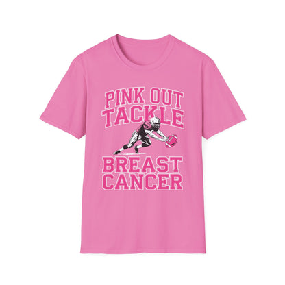 Funny Pink Out Tackle Breast Cancer Awareness American Football T-Shirt For Men Women