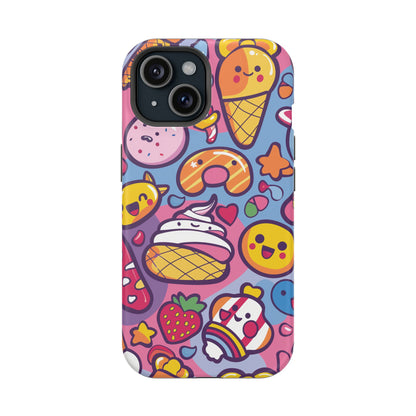 Kawaii Candyland Pattern iPhone 13 14 15 Pro Max Plus Case Compatible with MagSafe Tough Cases Protection, Magnetic Phone Case for iPhone  Classic Series