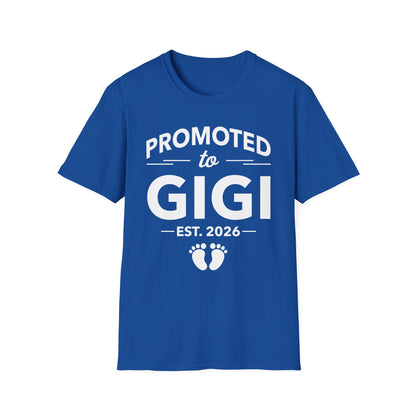 Funny Promoted To Gigi Est 2026 First Time Mothers Day T-Shirt For Women
