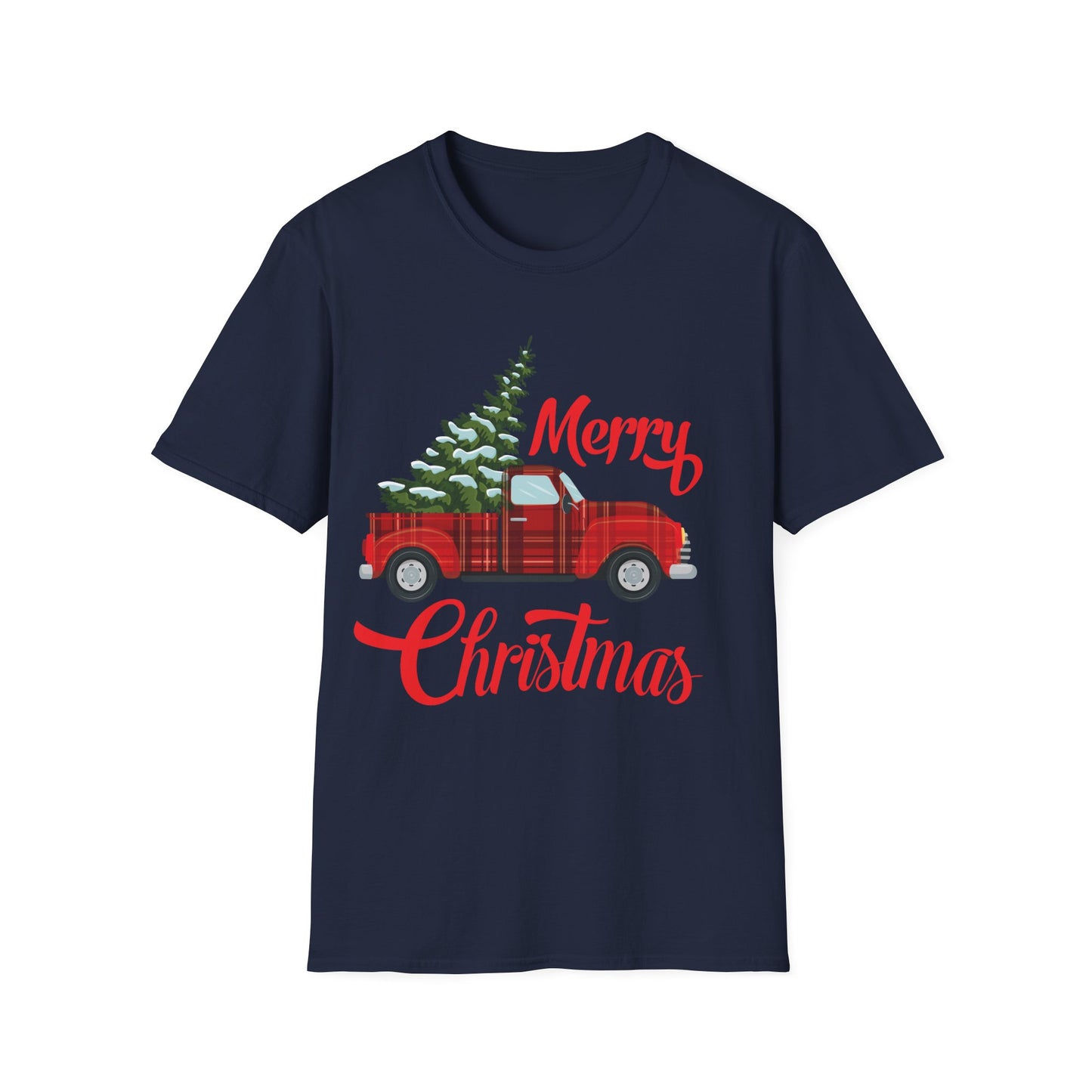 Merry Christmas Buffalo Plaid Red Truck Tree Xmas T-Shirt Men Women