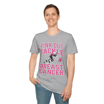 Funny Pink Out Tackle Breast Cancer Awareness American Football T-Shirt For Men Women