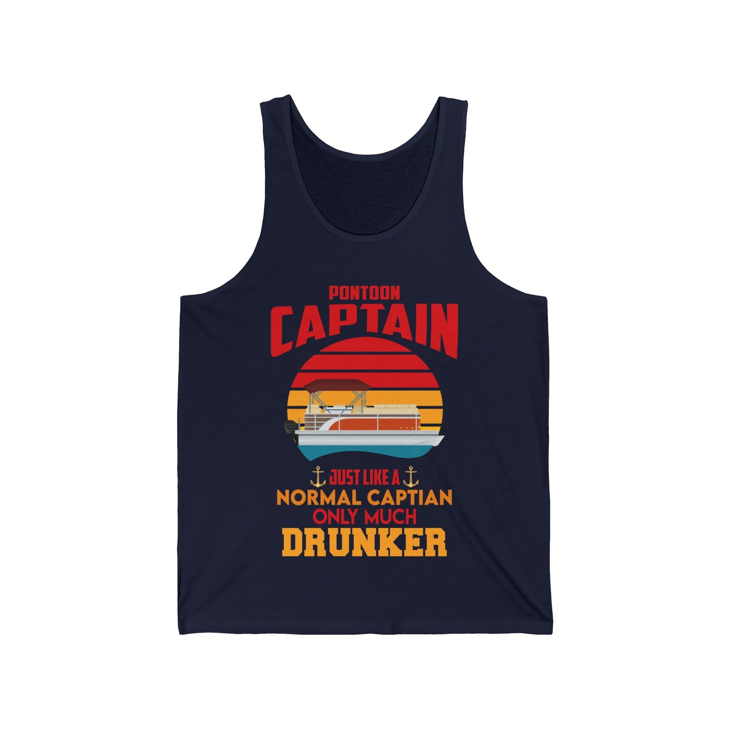 Funny Pontoon Captain Boat Lake Boating Beer Party Gift for Dad Tank Tops For Men Women