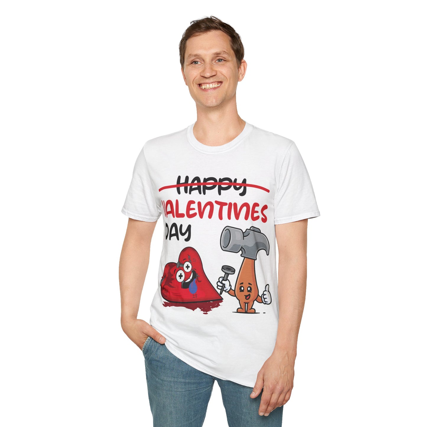 Funny Anti Valentines Day Gift Carpentor Cupid Heart Hammer Nails T-Shirt For Men Women T-Shirt