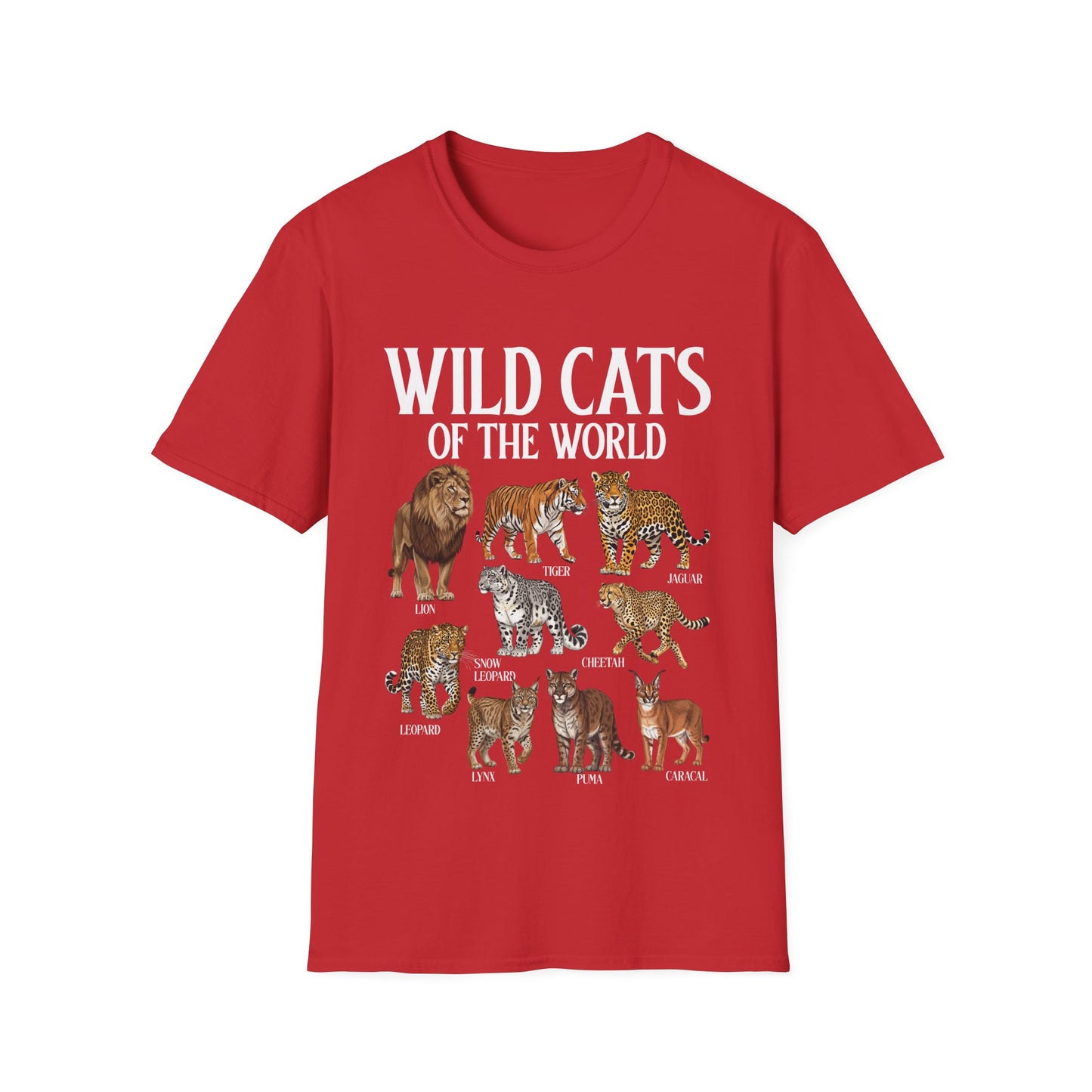 Wild Cats Animals of The World Educational Wild Animal Lover T-Shirt