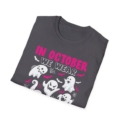 Groovy Wear Pink Breast Cancer Warrior Cute Ghost Halloween T-Shirt