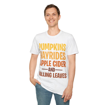 Pumpkins Hayrides Apple Cider & Falling Leaves Halloween T-Shirt Men Women