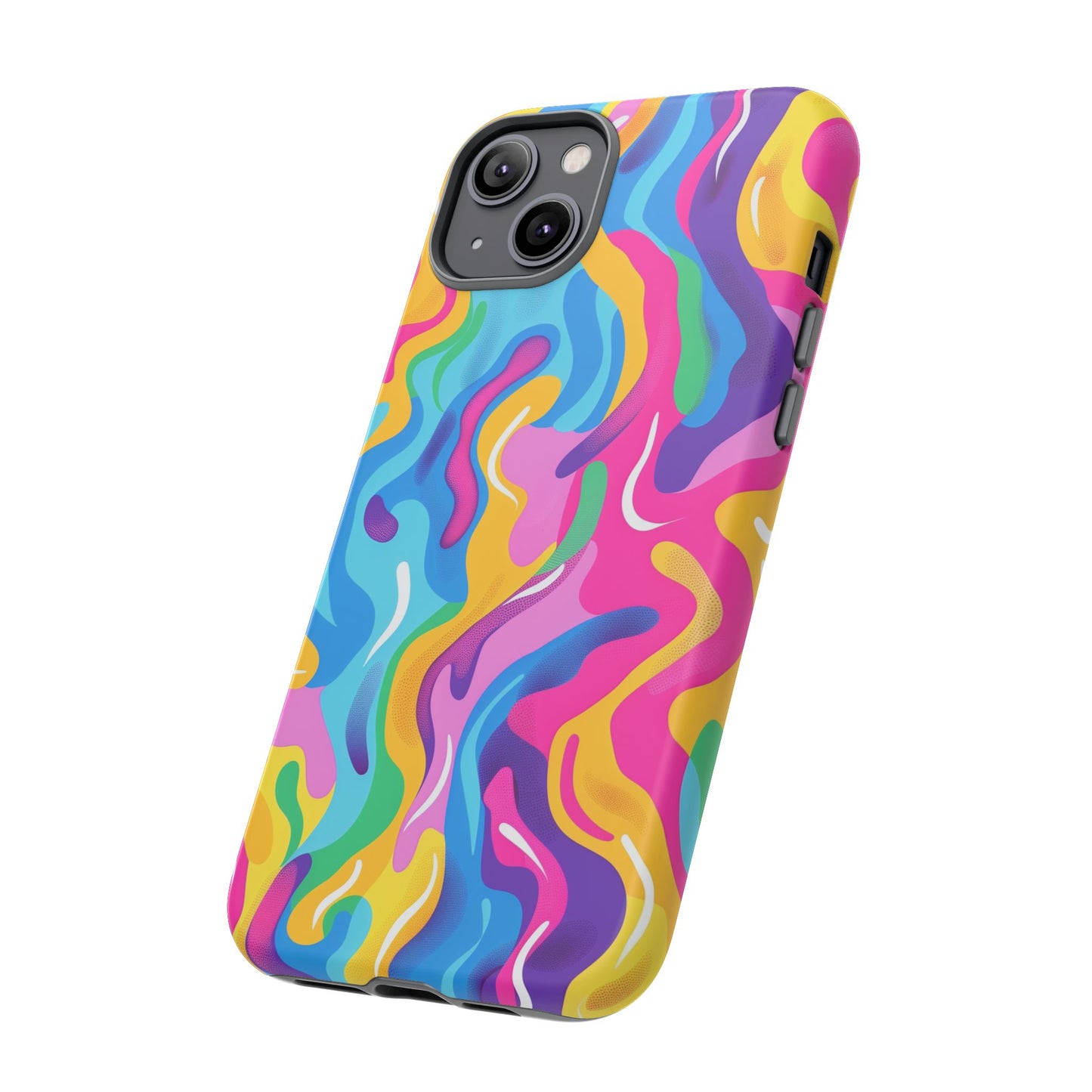 Rainbow Splash Pattern iPhone iPhone 13 14 15 16 Pro Max Plus Case Wireless Charging Compatible Tough Cases Protection, Magnetic Phone Case for iPhone Classic Series