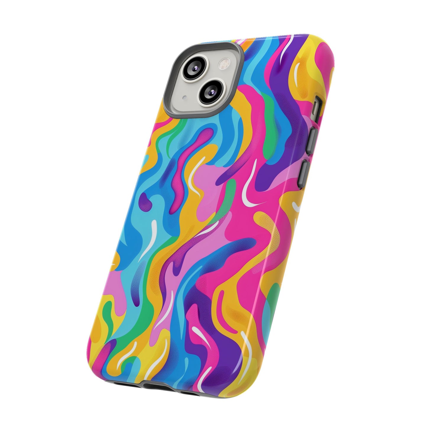 Rainbow Splash Pattern iPhone iPhone 13 14 15 16 Pro Max Plus Case Wireless Charging Compatible Tough Cases Protection, Magnetic Phone Case for iPhone Classic Series