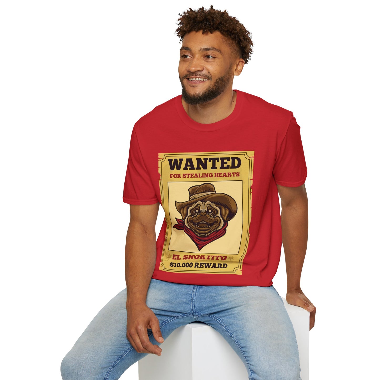 Vintage Pug Wanted Poster Cute Western Cowboy Funny Pug Dog T-Shirt For Men Women T-Shirt